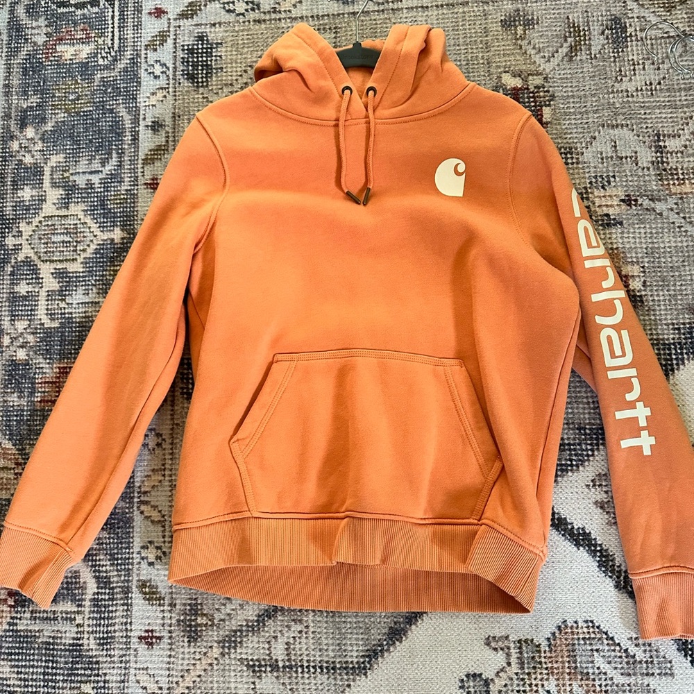 Carhartt Women's Orange Logo Hoodie Sweatshirt